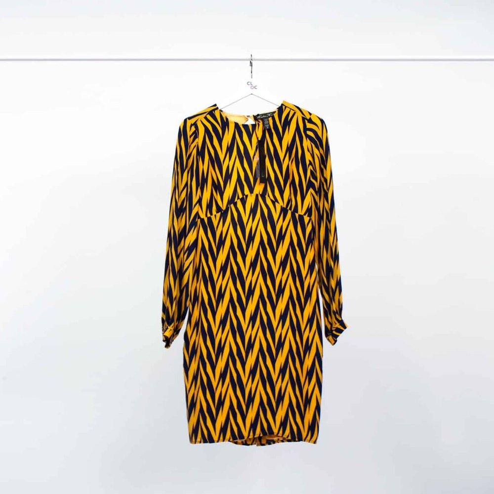 Winter Kate Geometric Print Silk Open Back Dress